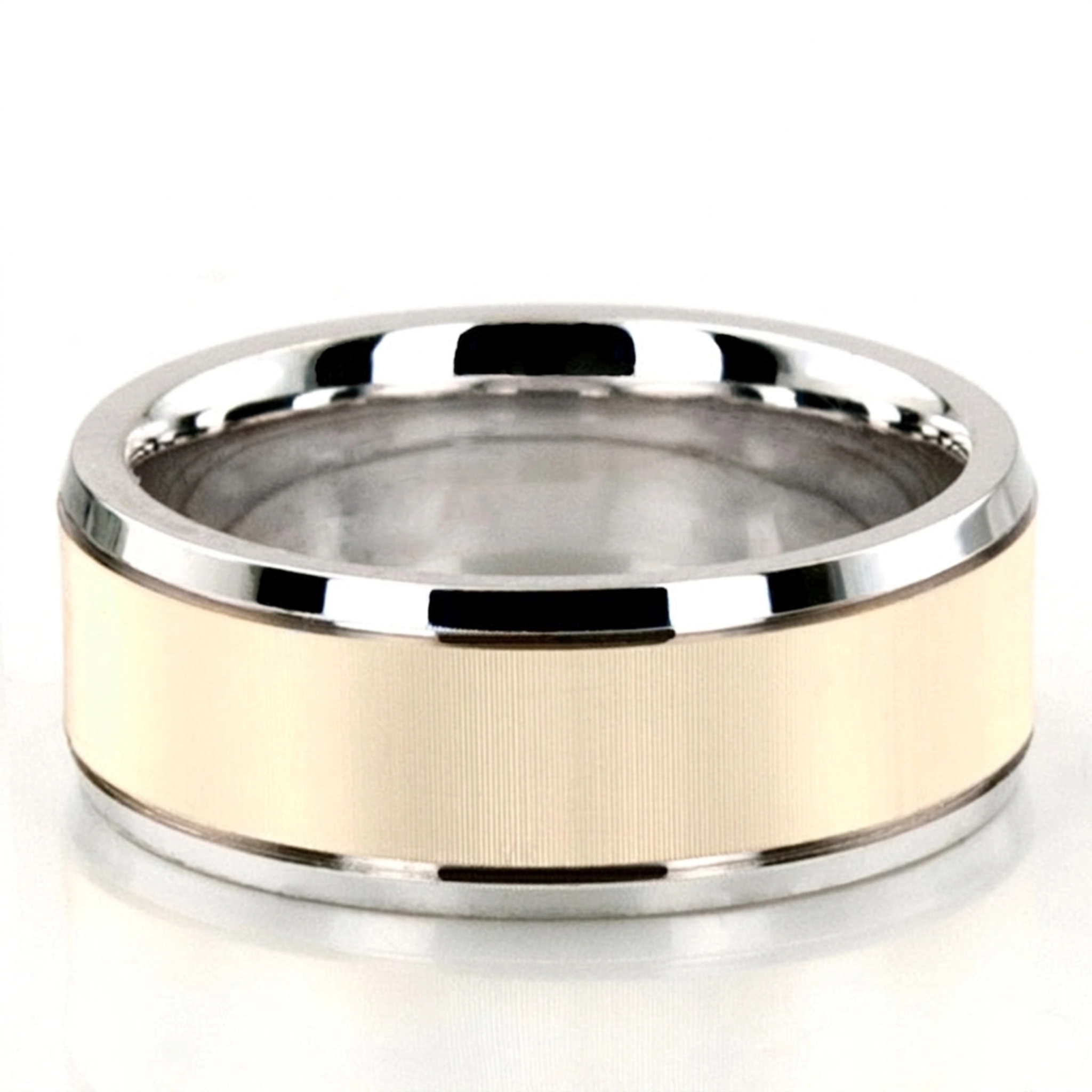 10K white-yellow-white gold 8mm. diamond cut basic-diamond-carved-wedding-ring - alternate view 5