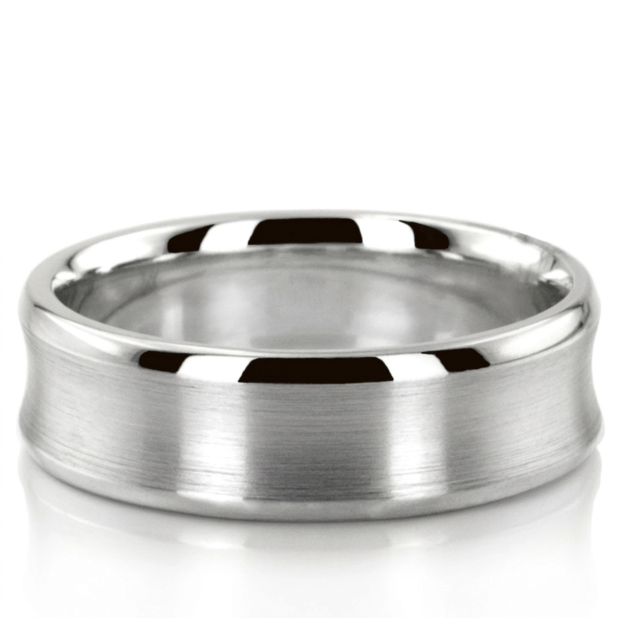 10K white gold 7mm. satin basic-carved-simple-wedding-bands - alternate view 2