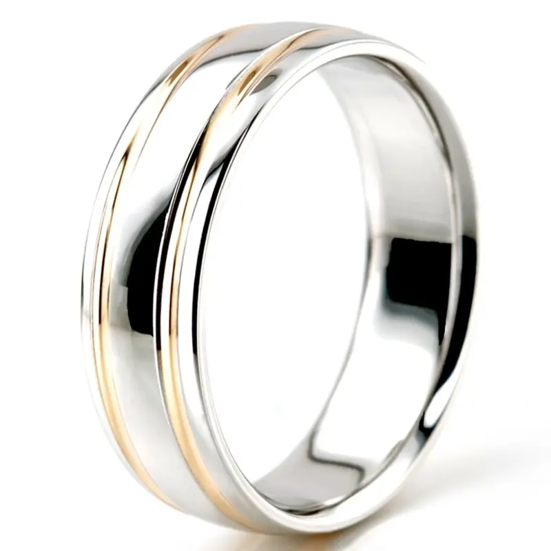 10K w-y-w-y-w gold 7mm. high polish basic-carved-simple-wedding-ring - alternate view 7