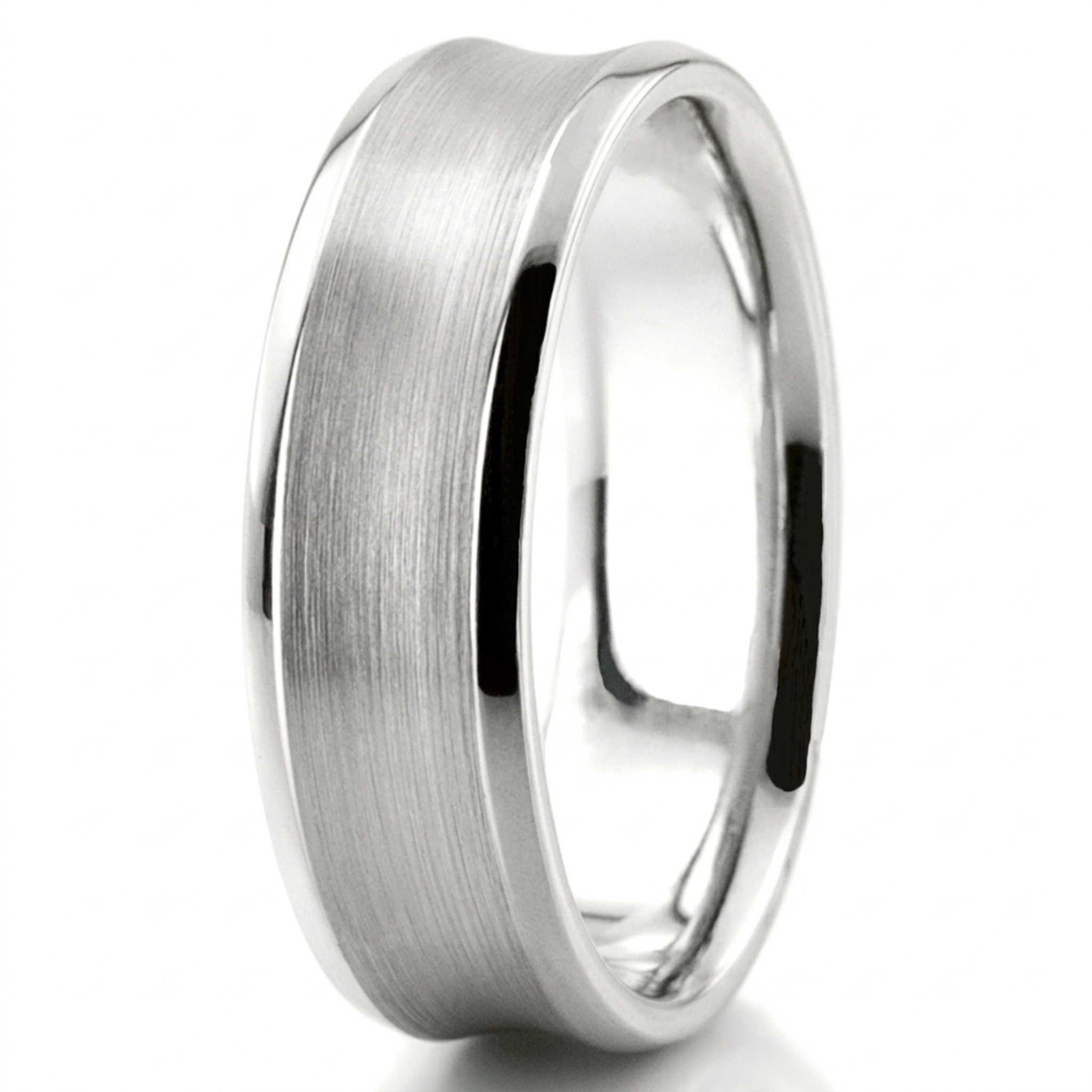 10K white gold 7mm. satin basic-carved-simple-wedding-bands - alternate view 5