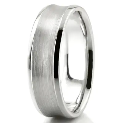 10K white gold 7mm. satin basic-carved-simple-wedding-bands - alternate view 5 thumbnail
