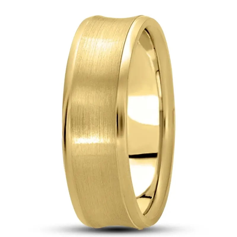 10K yellow gold 7mm. satin basic-carved-simple-wedding-bands - alternate view 3