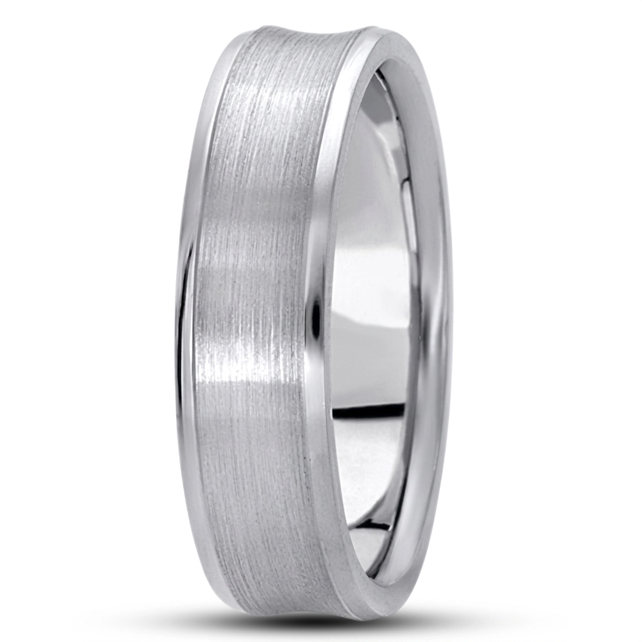 10K white gold 6mm. satin basic-carved-simple-wedding-bands - alternate view 7