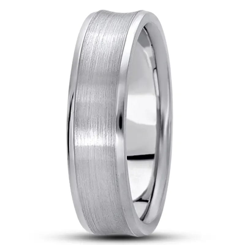 10K white gold 6mm. satin basic-carved-simple-wedding-bands - alternate view 7