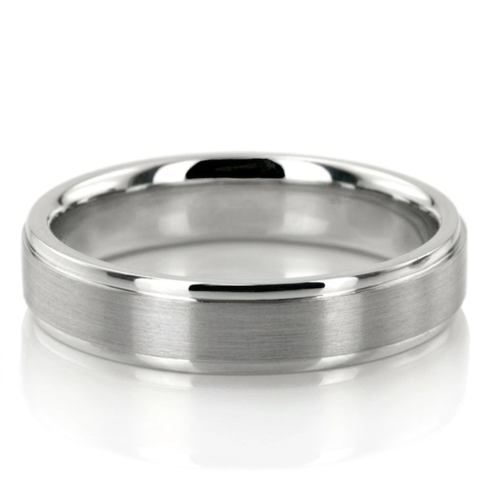 10K white gold 5mm. satin basic-carved-simple-wedding-ring - alternate view 2