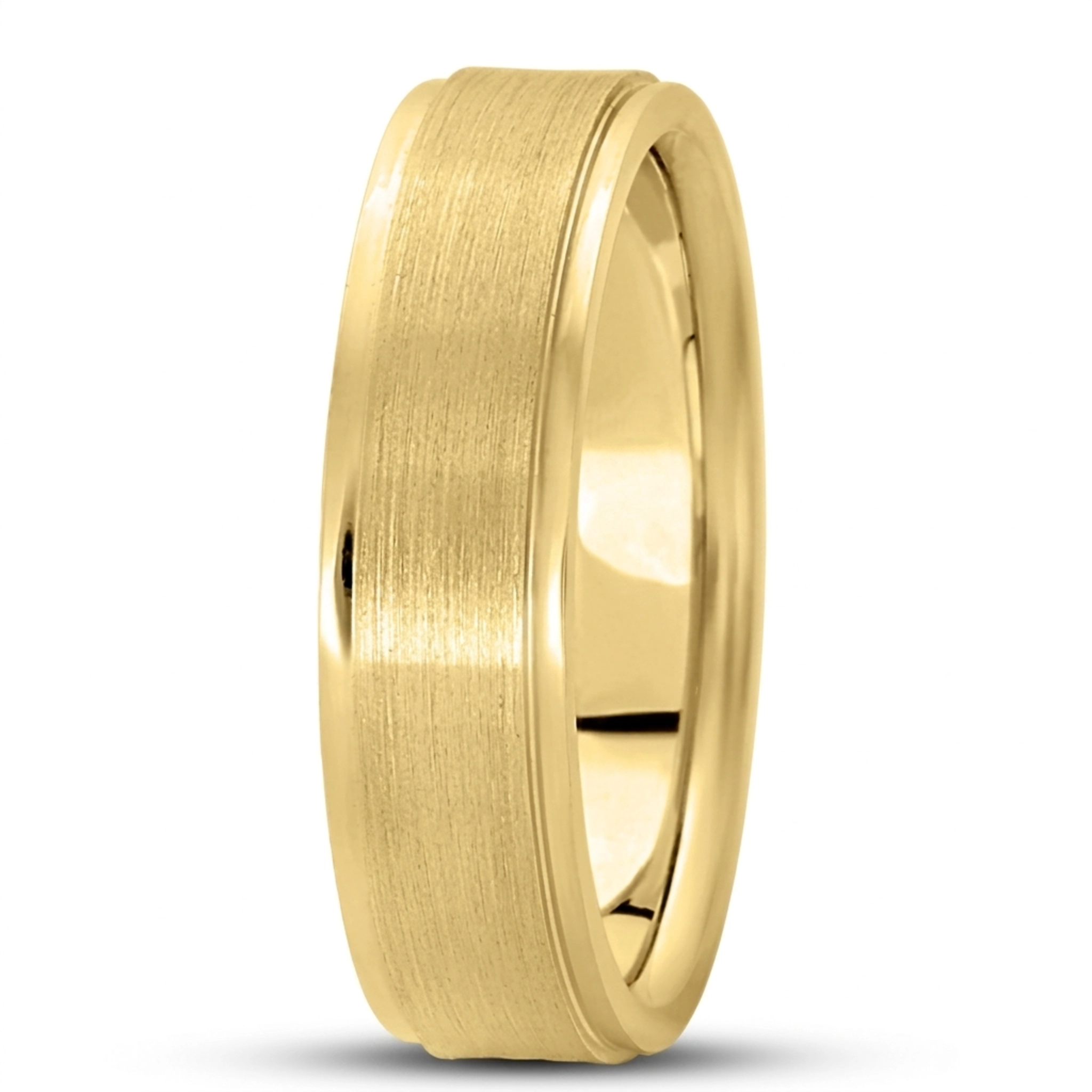 10K yellow gold 6mm. satin basic-carved-simple-wedding-ring - alternate view 4