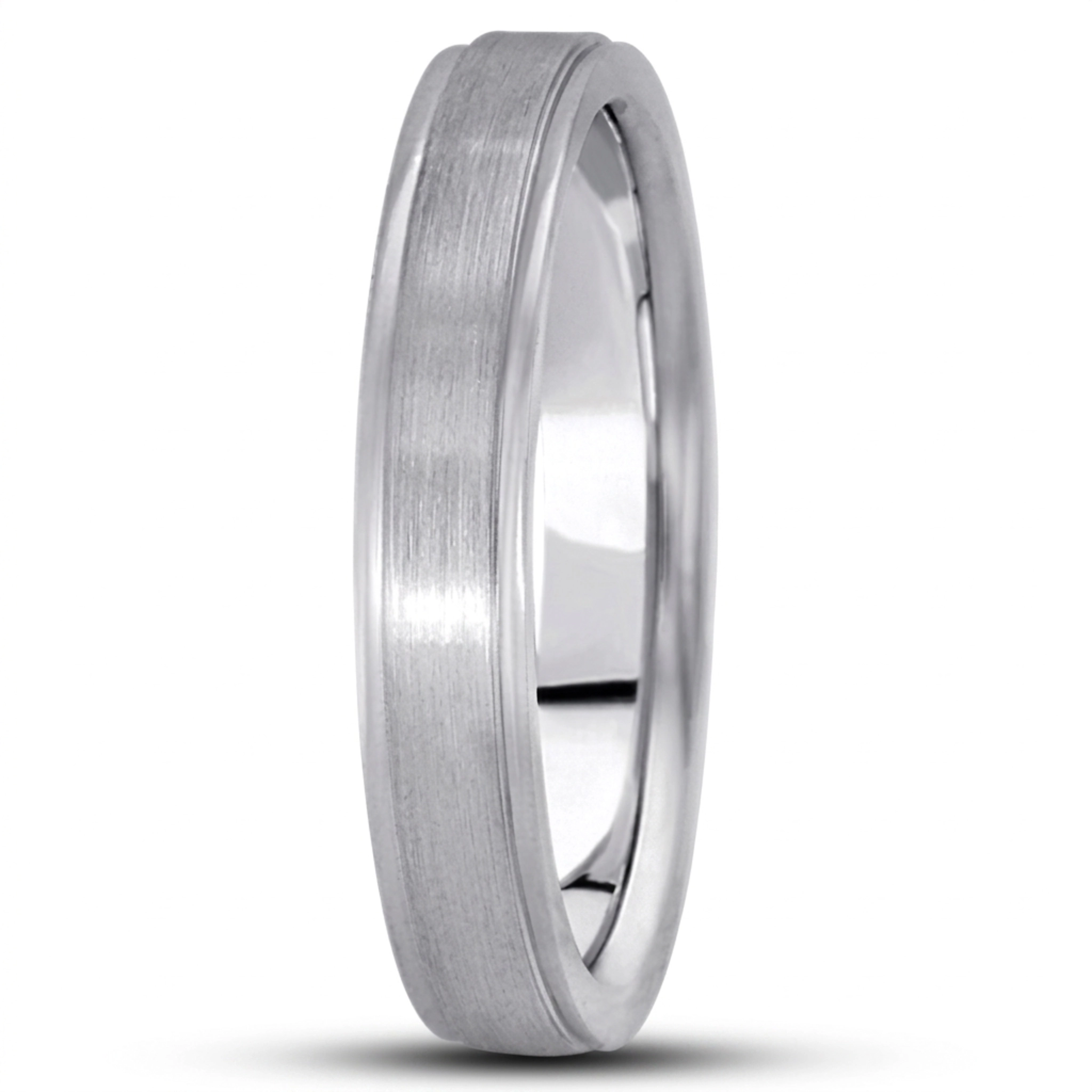10K white gold 4mm. satin basic-carved-simple-wedding-ring - alternate view 8