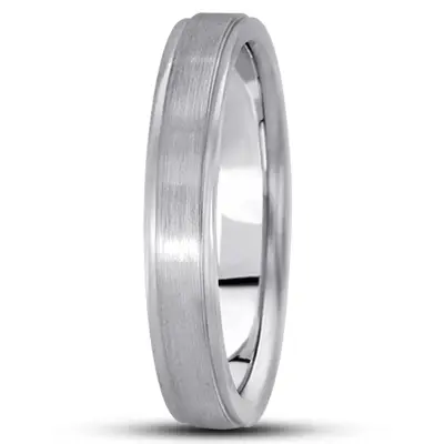 10K white gold 4mm. satin basic-carved-simple-wedding-ring - alternate view 8 thumbnail