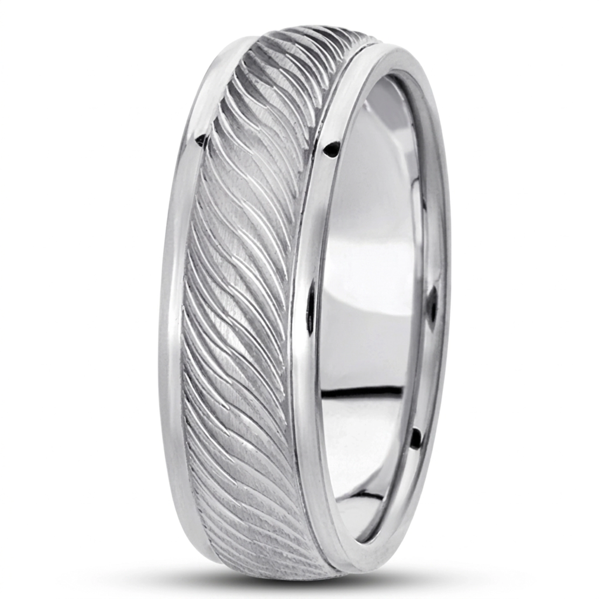 10K white gold 7mm. same as picture basic-carved-diamond-cut-wedding-ring - main view