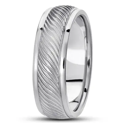 10K white gold 7mm. same as picture basic-carved-diamond-cut-wedding-ring - main view thumbnail
