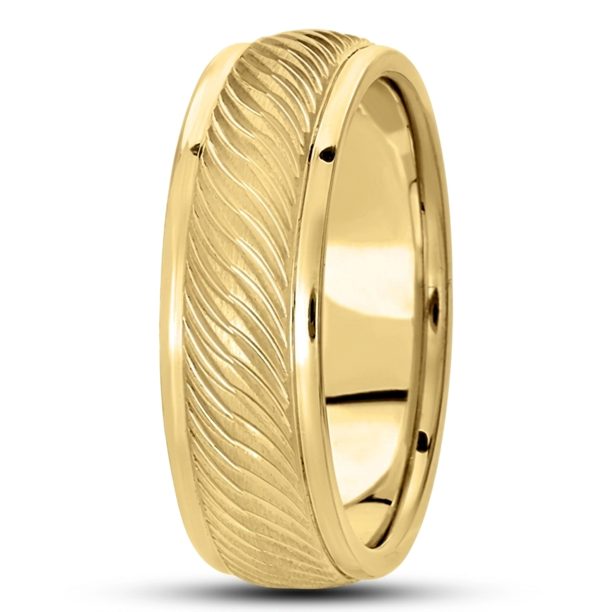 10K yellow gold 7mm. same as picture basic-carved-diamond-cut-wedding-ring - alternate view 3