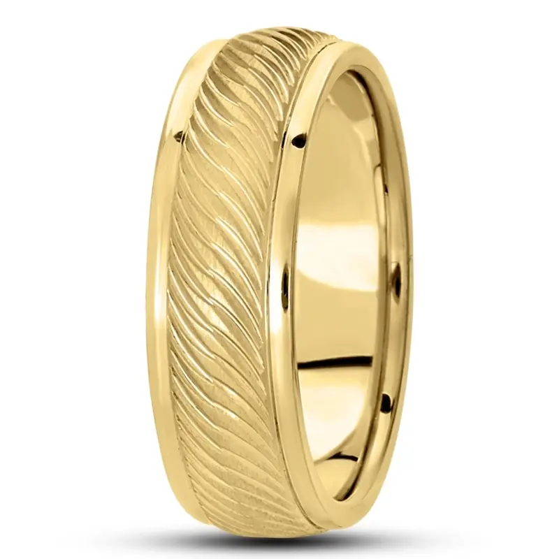 14K yellow gold 7mm. same as picture basic-carved-diamond-cut-wedding-ring - alternate view 3