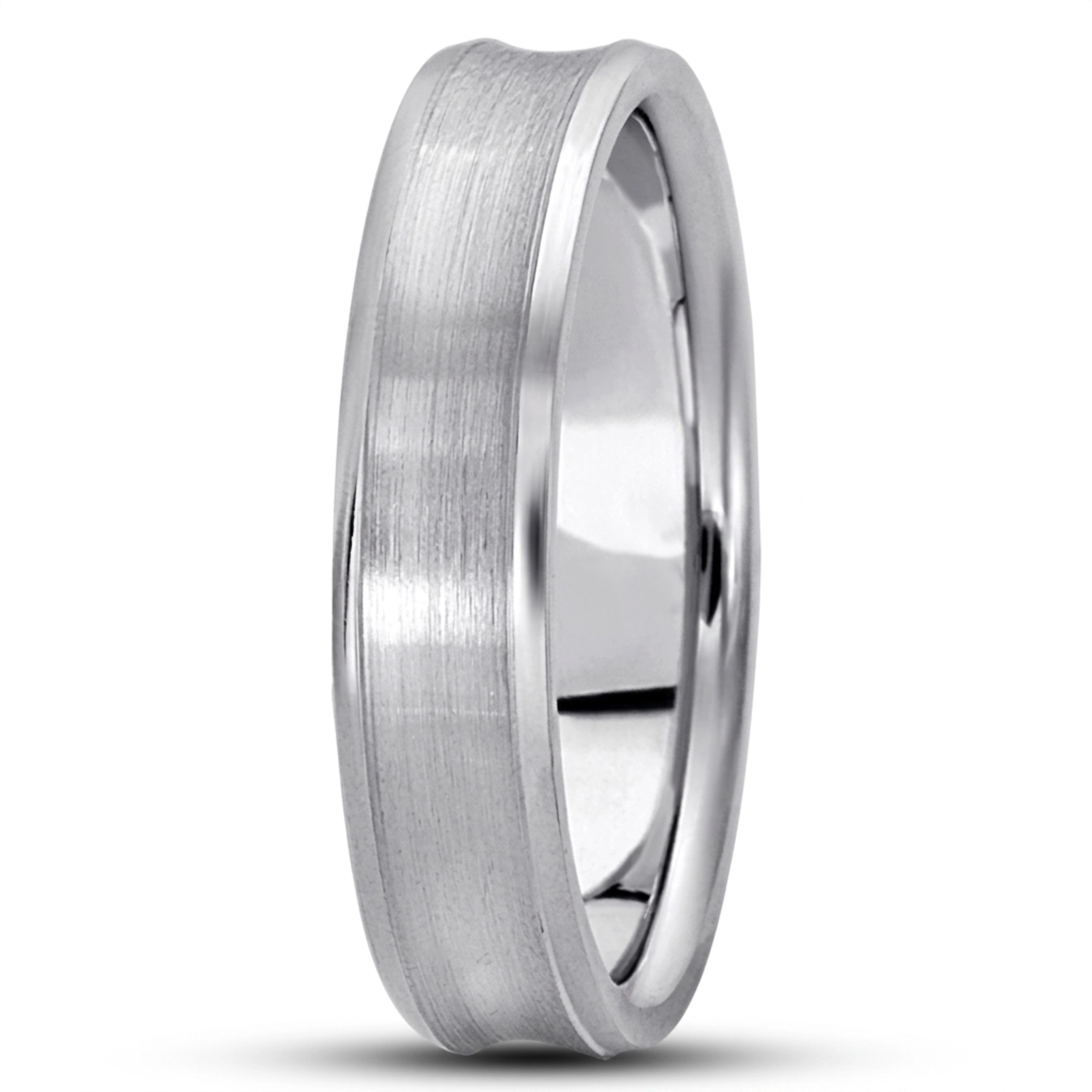 10K white gold 5mm. satin basic-carved-simple-wedding-bands - alternate view 8