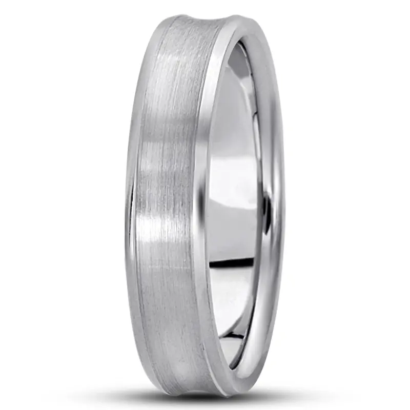 10K white gold 5mm. satin basic-carved-simple-wedding-bands - alternate view 8