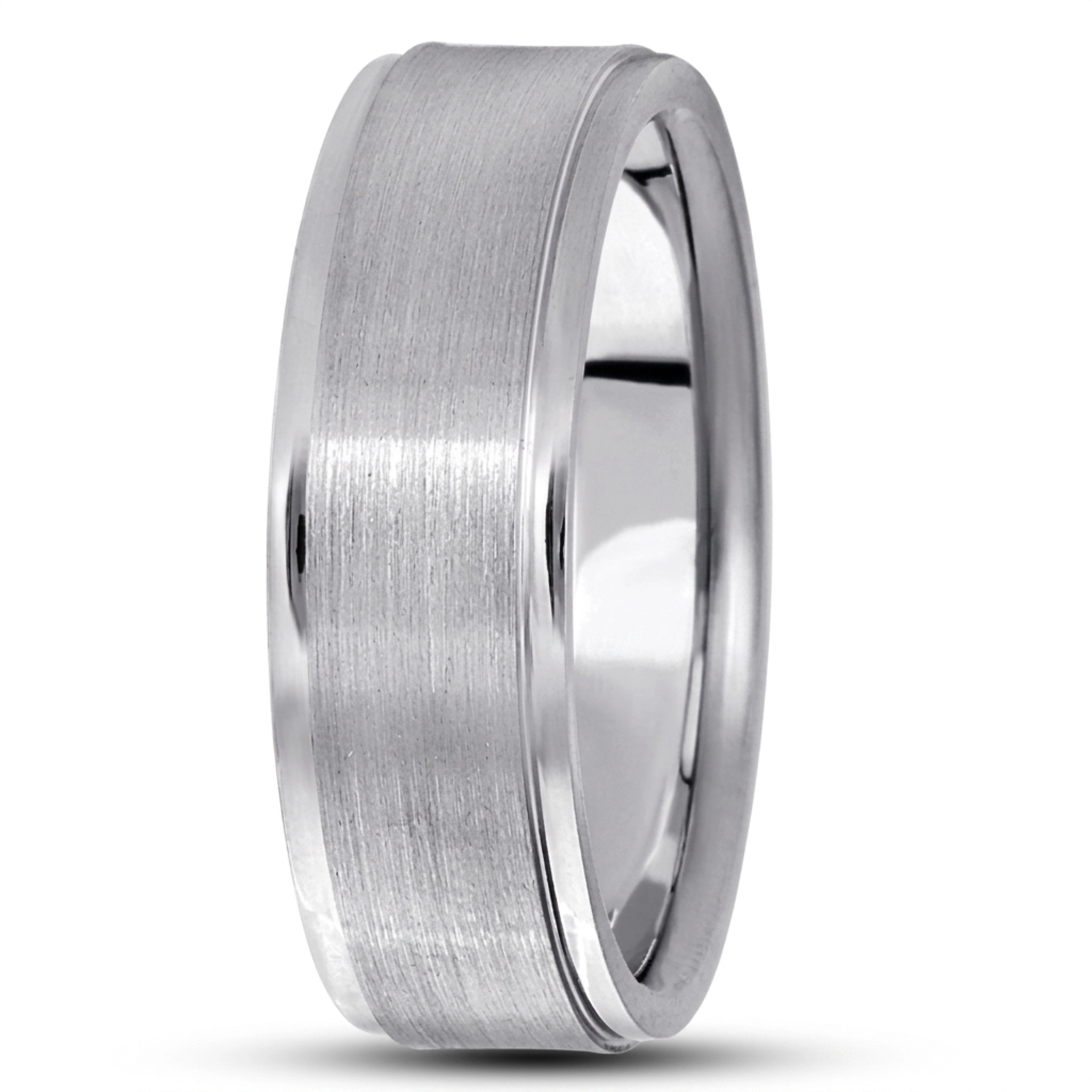 10K white gold 7mm. satin basic-carved-simple-wedding-ring - alternate view 7