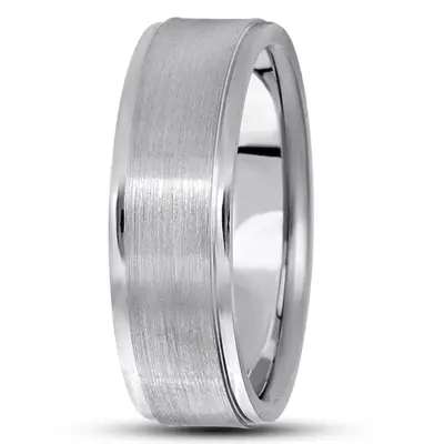 10K white gold 7mm. satin basic-carved-simple-wedding-ring - alternate view 7 thumbnail