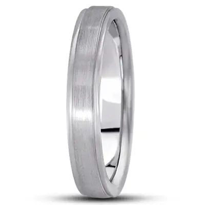 10K white gold 4mm. satin basic-carved-simple-wedding-ring - main view thumbnail