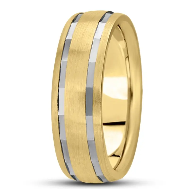 10K y-w-y-w-y gold 7mm. satin basic-diamond-carved-wedding-ring - alternate view 4