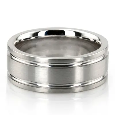 10K white gold 7mm. satin basic-carved-simple-wedding-bands - alternate view 2 thumbnail