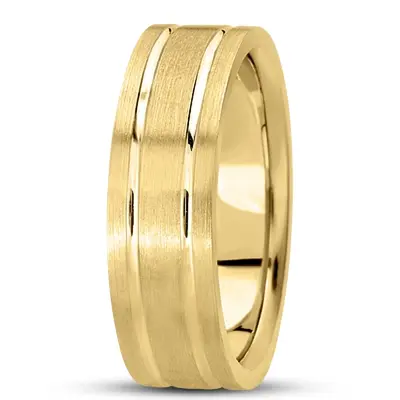 10K yellow gold 7mm. satin basic-carved-simple-wedding-bands - alternate view 4 thumbnail