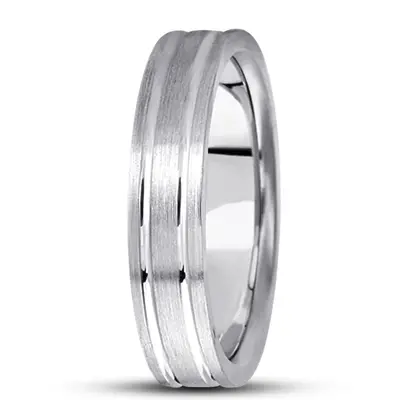 10K white gold 5mm. satin basic-carved-simple-wedding-bands - main view thumbnail