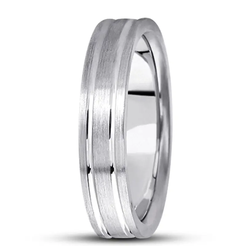 18K white gold 5mm. satin basic-carved-simple-wedding-bands - alternate view 6