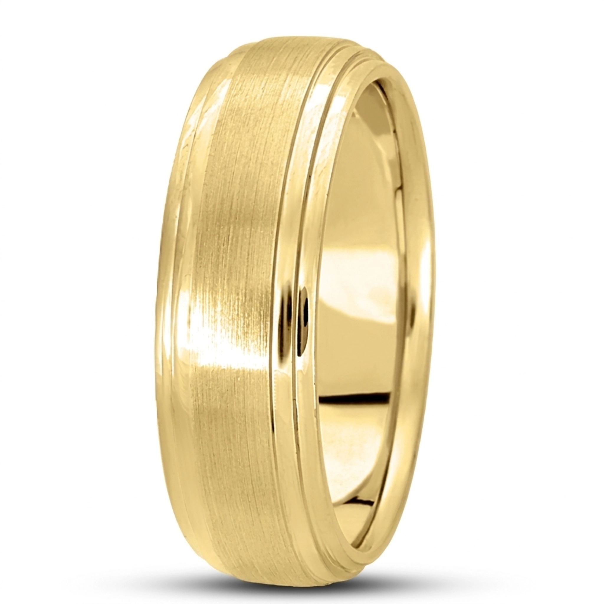 10K yellow gold 7mm. satin finish basic-carved-simple-wedding-bands - alternate view 3
