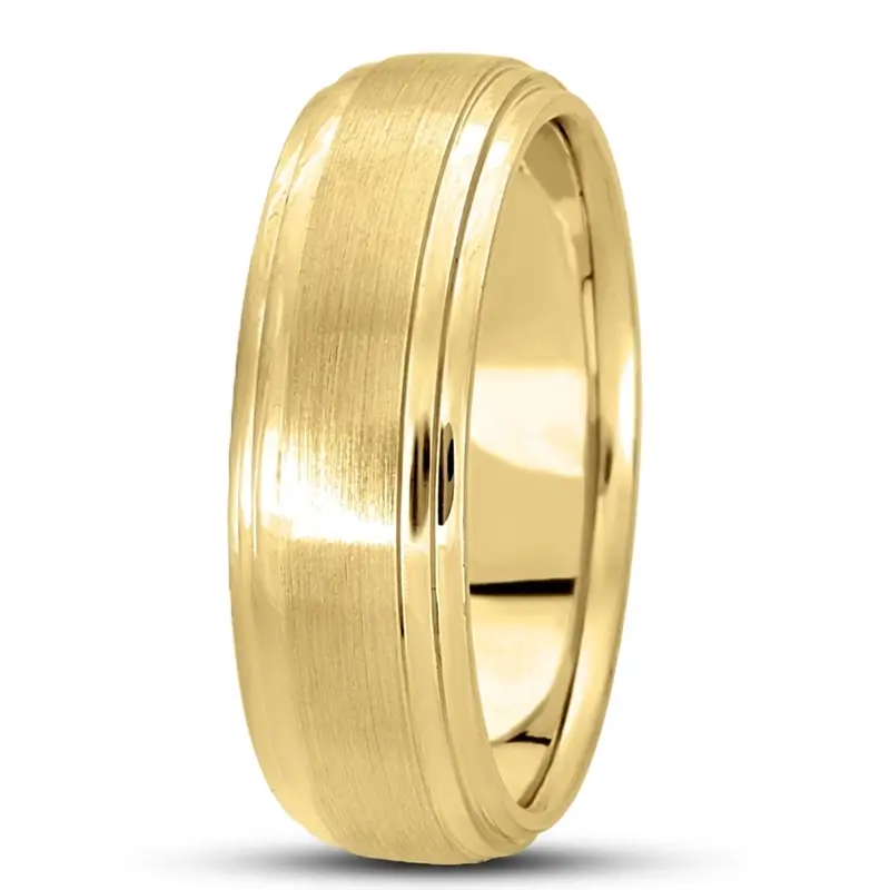 10K yellow gold 7mm. satin finish basic-carved-simple-wedding-bands - alternate view 4