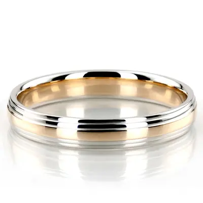 10K white-yellow-white gold 4mm. high polish basic-carved-simple-wedding-bands - alternate view 7 thumbnail