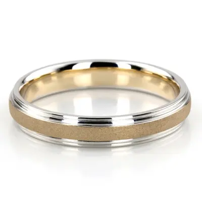 10K white-yellow-white gold 4mm. sand blast basic-carved-simple-wedding-bands - alternate view 5 thumbnail