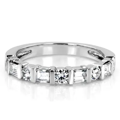 Round and Baguette Cut Bar Set Woman Diamond Ring (3/4 ct. tw.)  - view 2 of 4