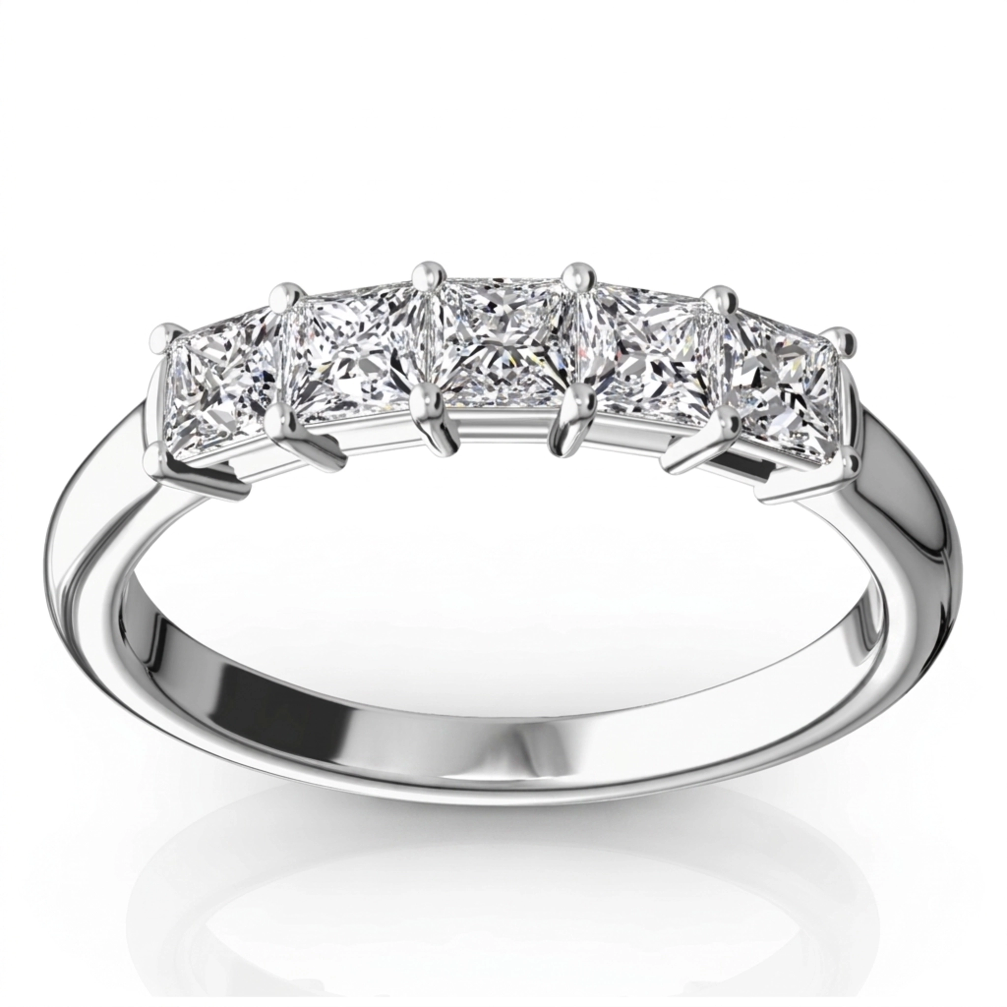 14K white gold Traditional Basket Setting Princess Cut Woman Diamond Ring (3/4 ct. tw.) - main view
