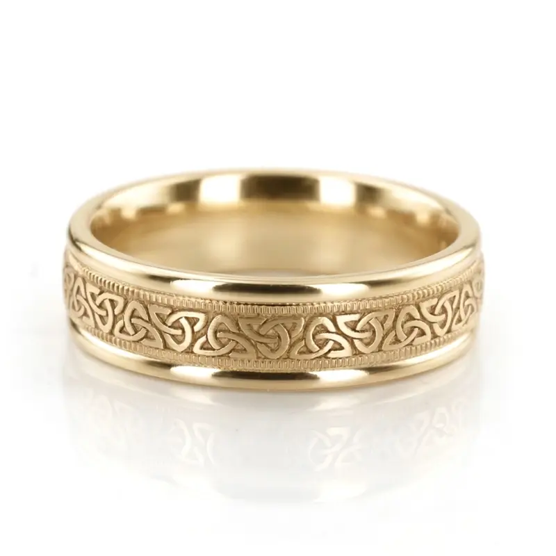 10K yellow gold 6mm. same as picture Benchmark-6mm-Comfort-Fit-Round-Edge-Celtic-Knot-D - alternate view 5