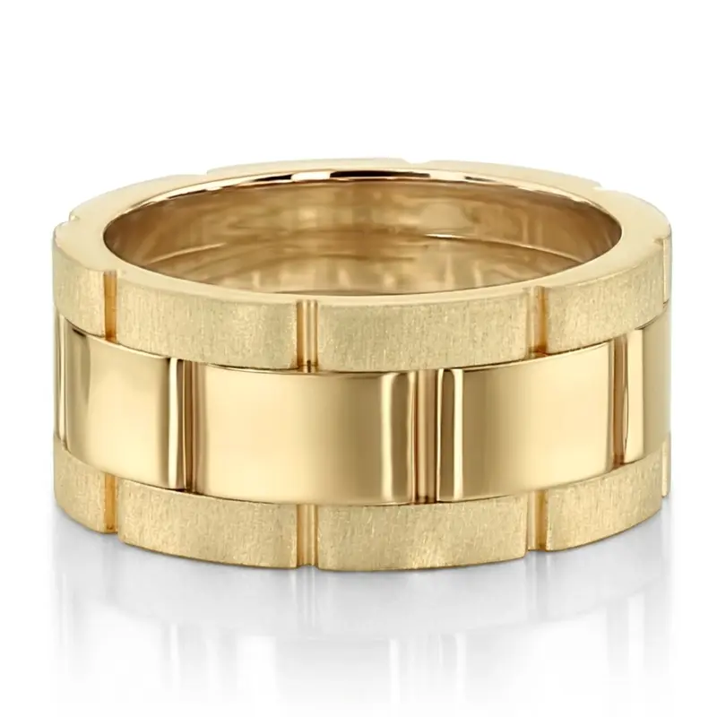14K yellow gold 9mm. cross satin hand-made-wedding-band - alternate view 11