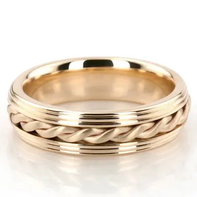 Custom Triple-step Edge Handmade Wedding Ring 