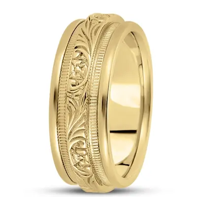 10K yellow gold 8mm. high polish hand-made-antique-wedding-band - alternate view 7 thumbnail
