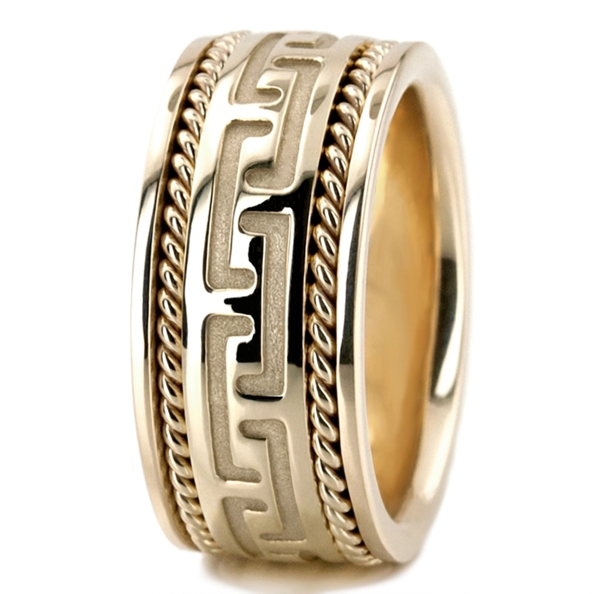 10K yellow gold 8.5mm. high polish hand-made-modern-wedding-band - alternate view 6