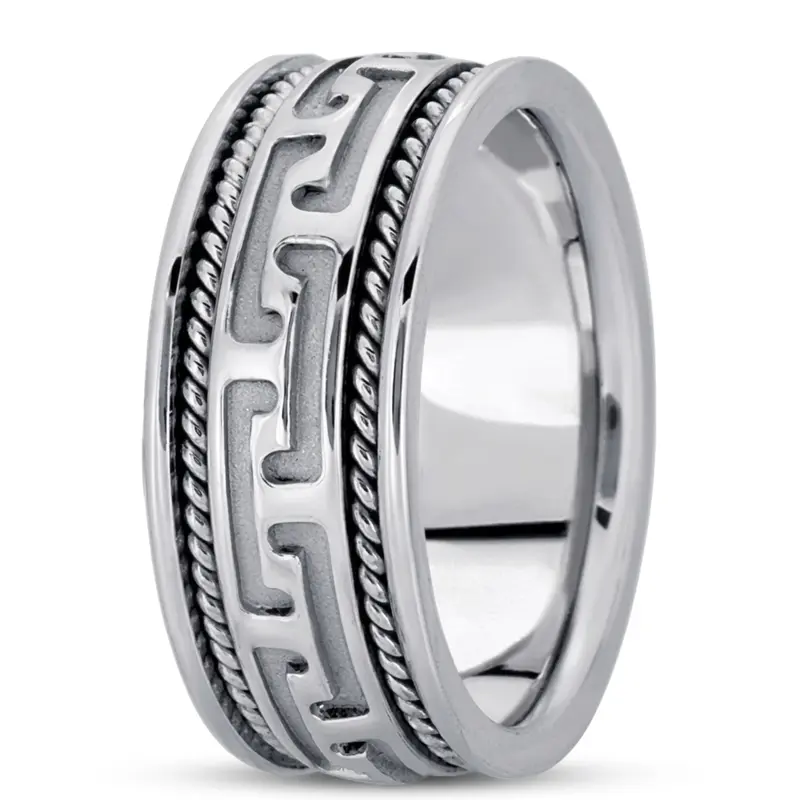 10K white gold 8.5mm. high polish hand-made-modern-wedding-band - alternate view 5