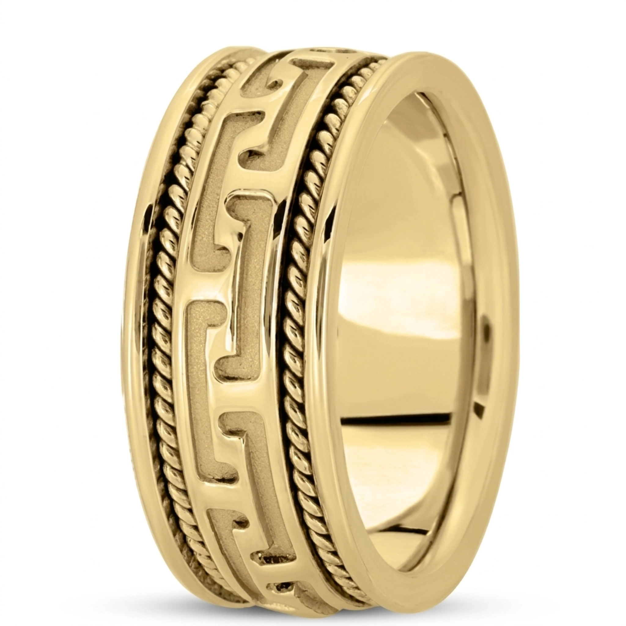 10K yellow gold 8.5mm. high polish hand-made-modern-wedding-band - alternate view 4