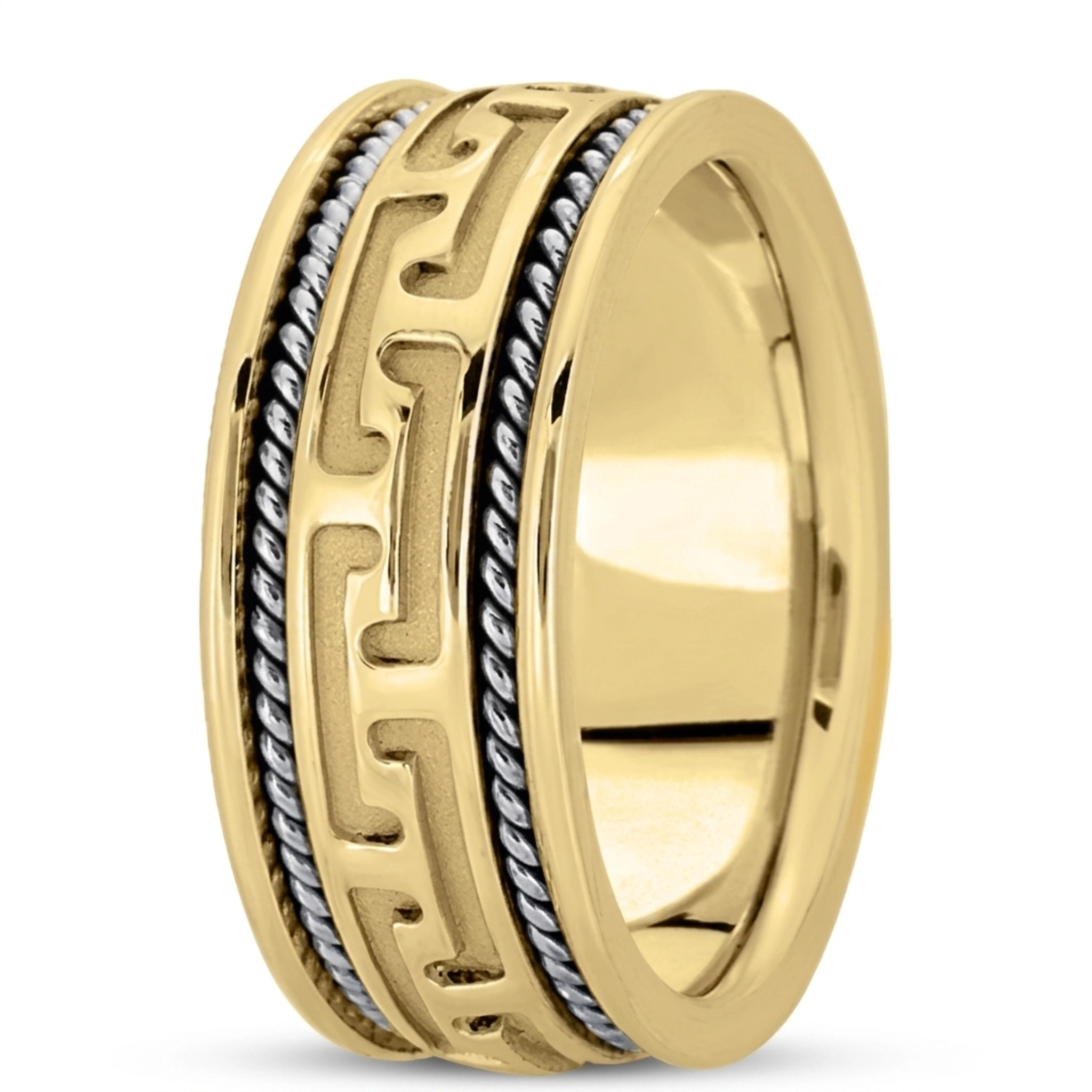 10K y-w-y-w-y gold 8.5mm. high polish hand-made-modern-wedding-band - alternate view 7