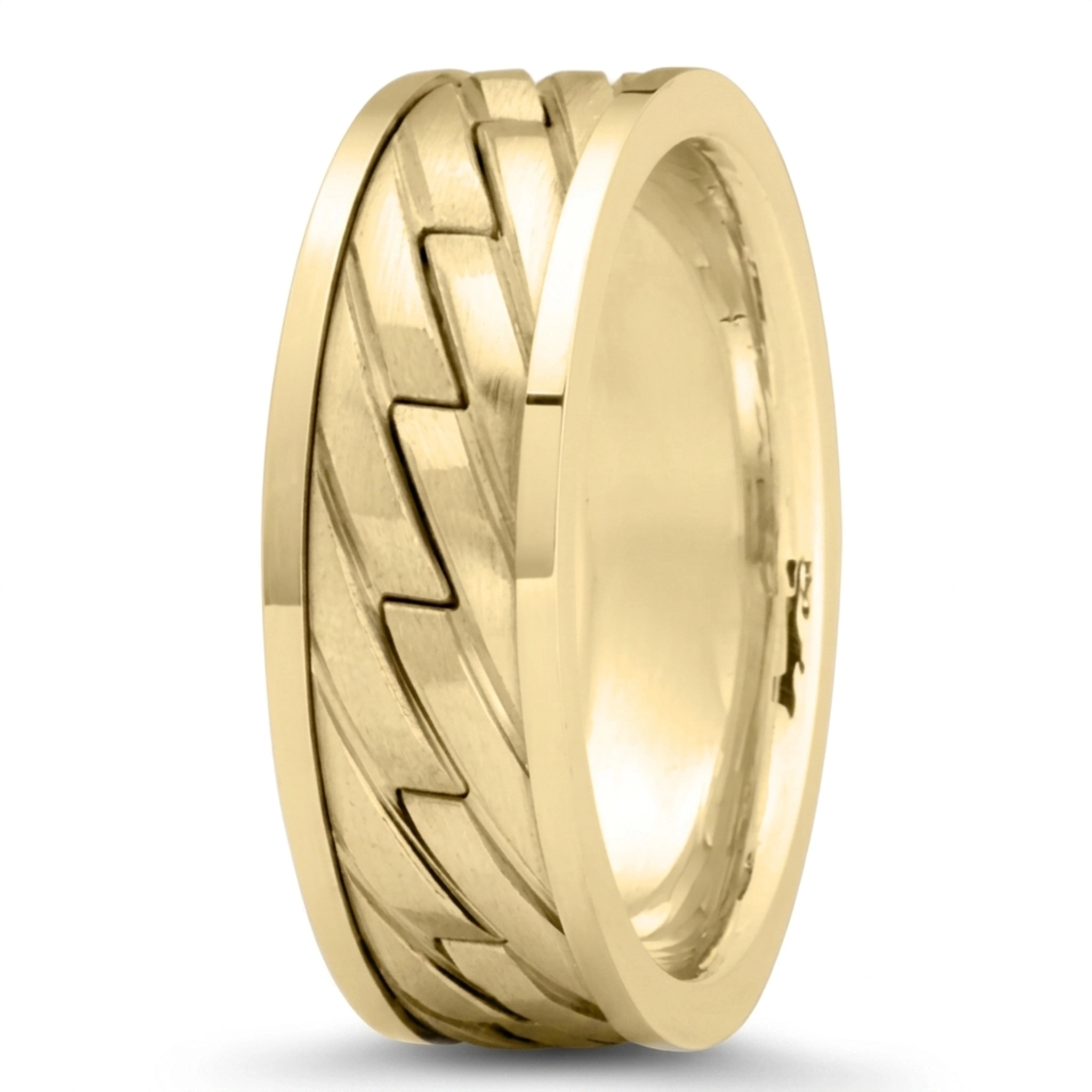 10K yellow gold 7mm. satin Zig-Zag-Cut-Handcrafted-Wedding-Band - alternate view 5