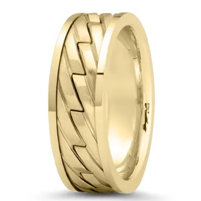 10K yellow gold 7mm. satin Zig-Zag-Cut-Handcrafted-Wedding-Band - alternate view 5 thumbnail