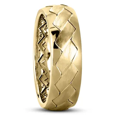 10K yellow gold 7mm. satin Charming-Diagonal-Cut-Wedding-Ring - alternate view 3 thumbnail