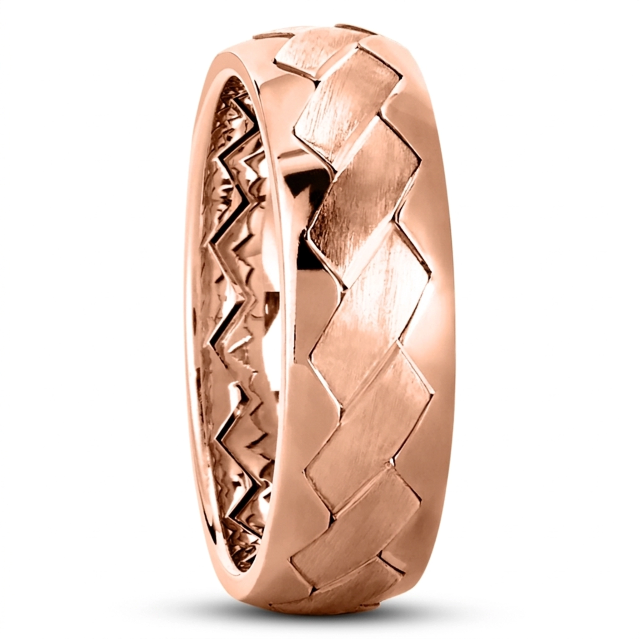 10K pink gold 7mm. satin Charming-Diagonal-Cut-Wedding-Ring - alternate view 4