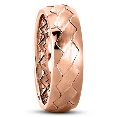 10K pink gold 7mm. satin Charming-Diagonal-Cut-Wedding-Ring - alternate view 4 thumbnail