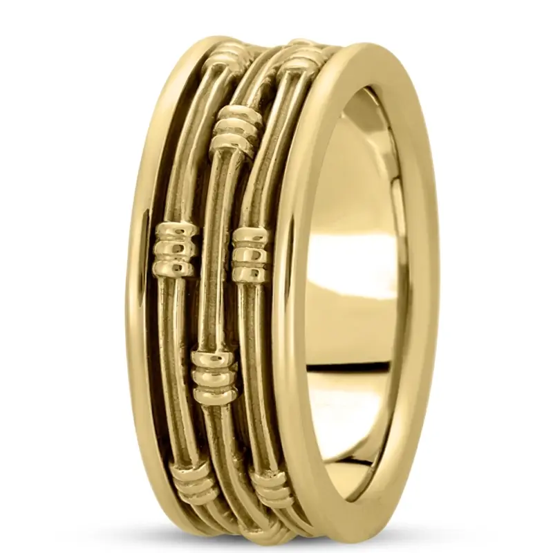 10K yellow gold 8mm. high polish hand-made-contemporary-wedding-band - alternate view 6