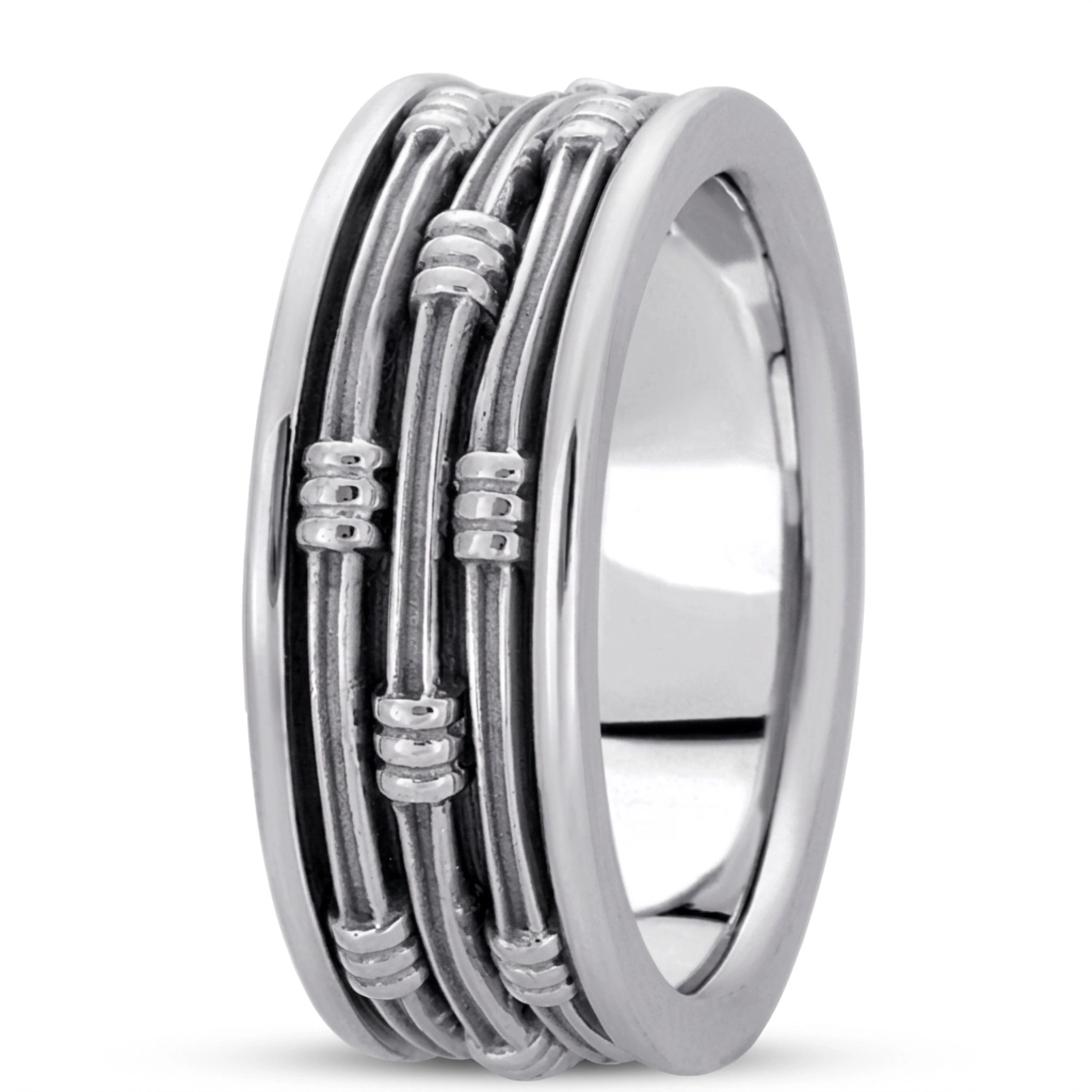 platinum 8mm. high polish hand-made-contemporary-wedding-band - alternate view 5