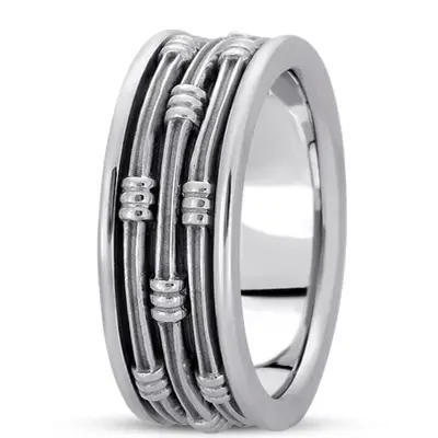 platinum 8mm. high polish hand-made-contemporary-wedding-band - alternate view 5 thumbnail
