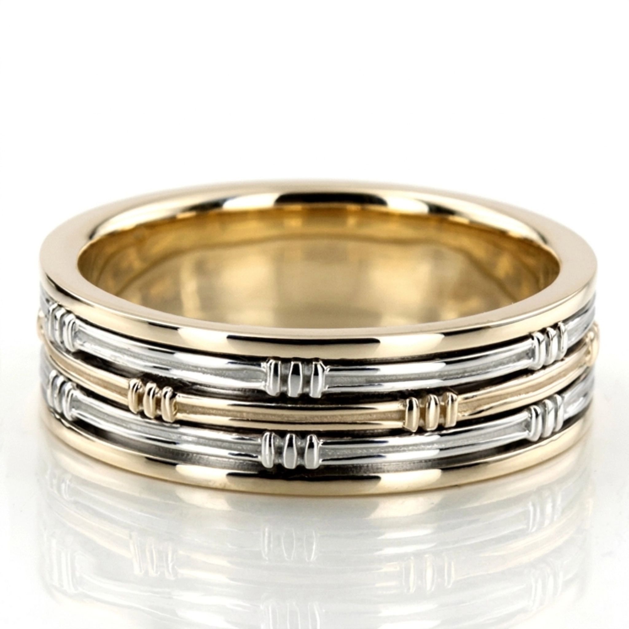 platinum 8mm. high polish hand-made-contemporary-wedding-band - alternate view 2