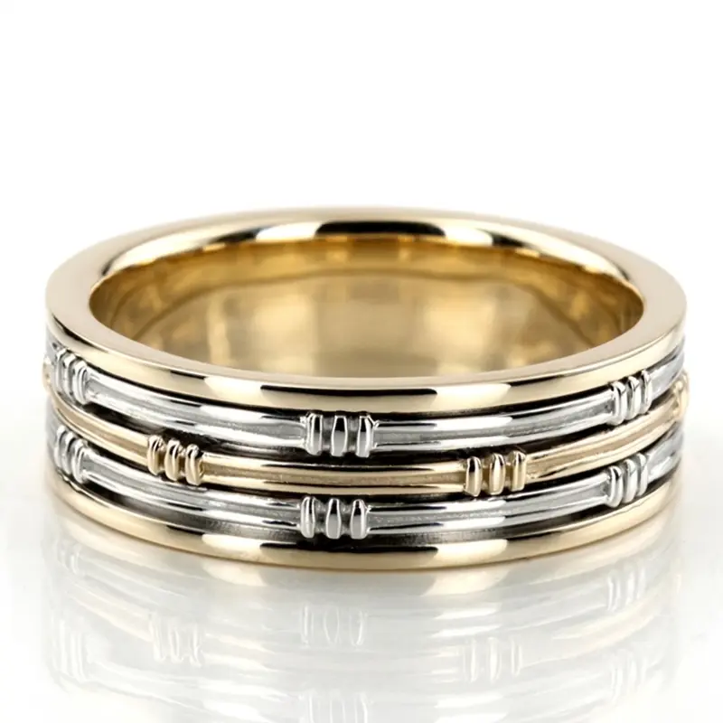10K y-w-y-w-y gold 8mm. high polish hand-made-contemporary-wedding-band - main view